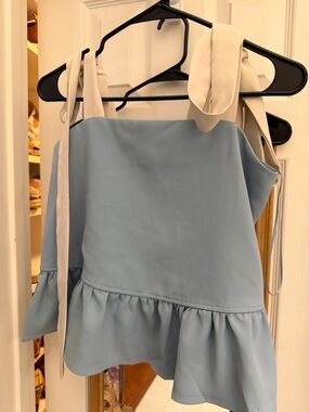 NWT Women’s Light Blue Peplum Tie-Shoulder Top